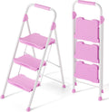 KINGRACK 3 Step Ladder with Handrail and Anti-Slip Pedals