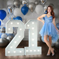 Imprsv Marquee Numbers 4 ft Tall 21 - Light Up Birthday Backdrop