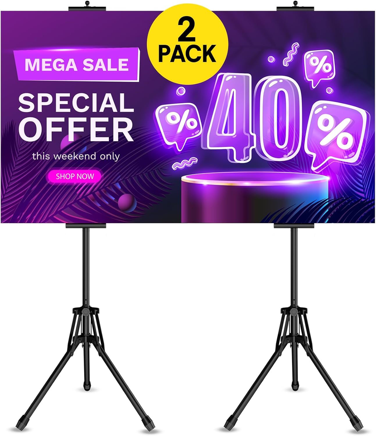 Poster Stands for Display - Durable Double-Sided Tripod Holder