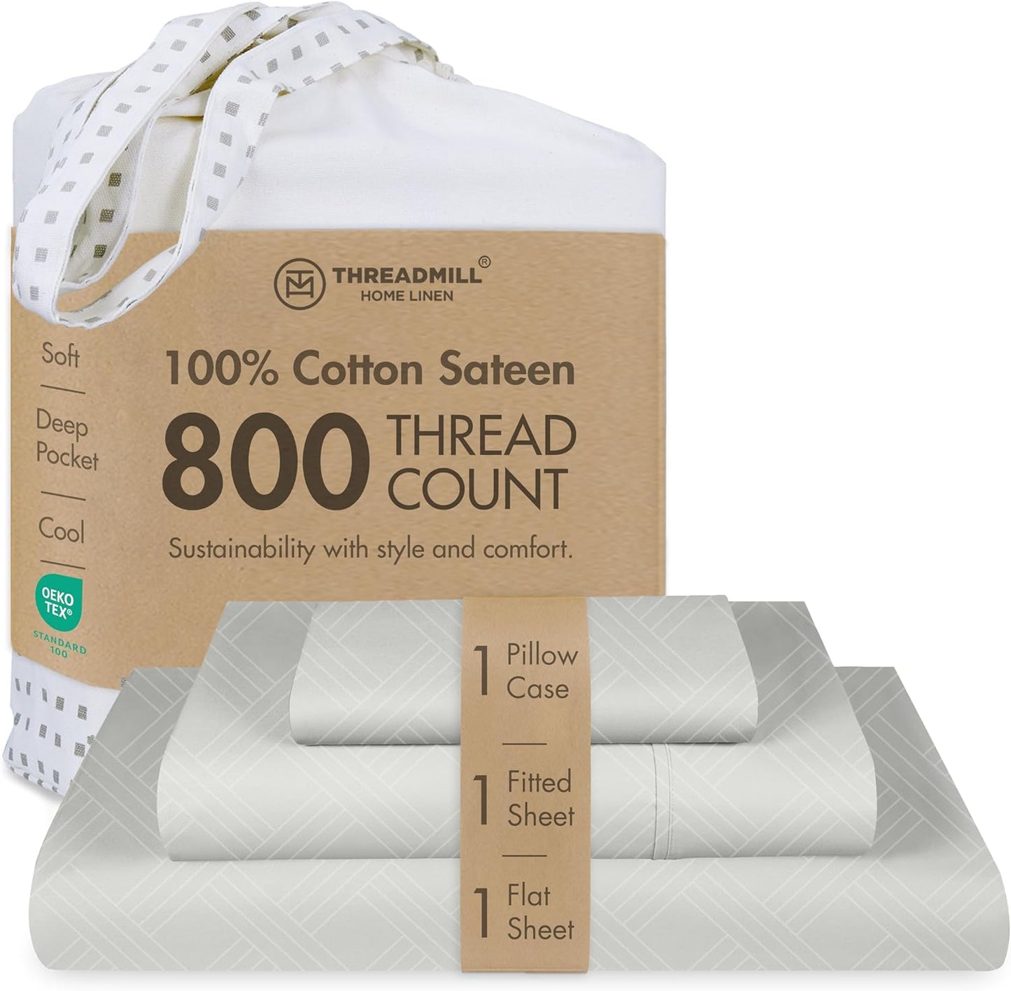 Threadmill Twin Sheets Set | 800 Thread Count Jacquard Luxury