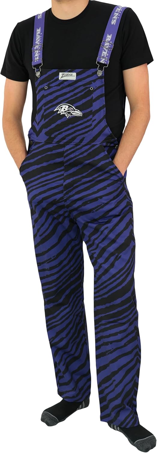 Zubaz NFL Unisex Adult Overalls with Bold Zebra Print Style
