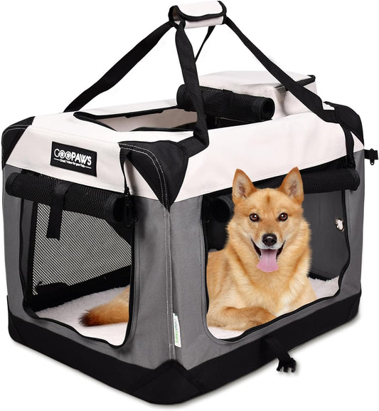 JESPET Soft Dog Crate for Travel with Fleece Mat and Straps