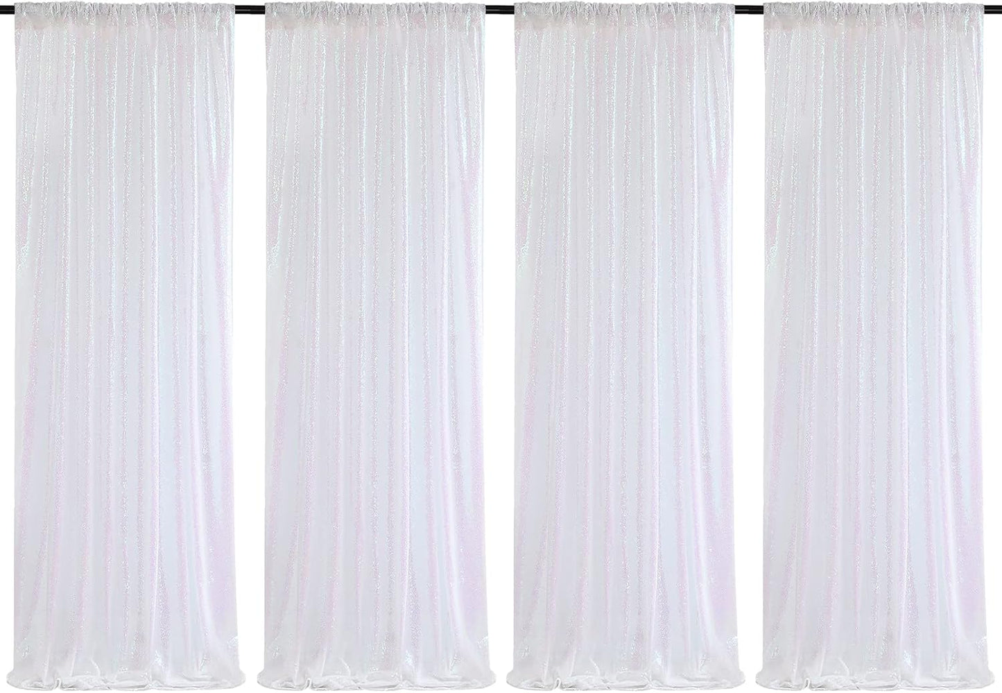 White Iridescent Sequin Backdrop Curtains for Stunning Events