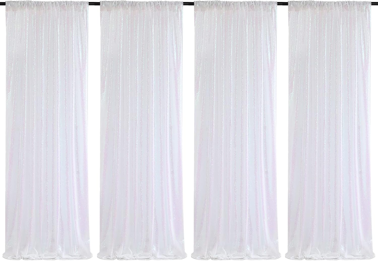 White Iridescent Sequin Backdrop Curtains for Stunning Events