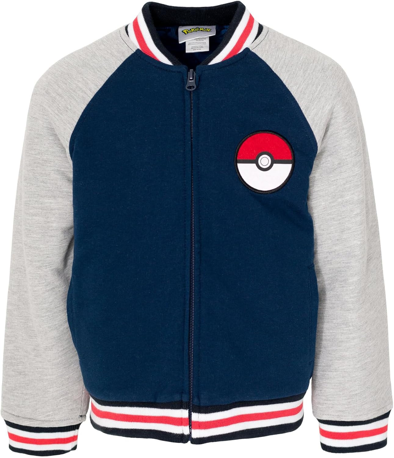 Pokemon French Terry Zip Up Varsity Bomber Jacket for Kids