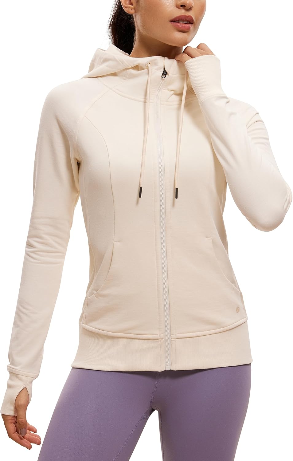 CRZ YOGA Slim Fit Hooded Sweatshirt with Thumbholes