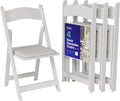 SIMPLEX 4 White Folding Chairs - Comfortable Lightweight Resin Seats
