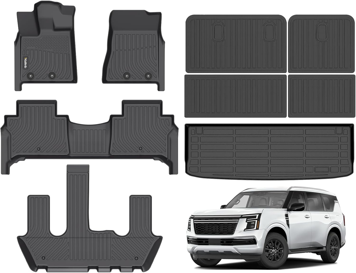 Wailtnb All Weather Floor Mats for Nissan Armada 2025 Custom Fit
