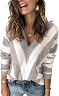 Necooer Womens Color Block Pullover Knit Sweater - Casual Warm Layer