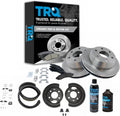 TRQ Rear Ceramic Pads Rotors Parking Shoes & Backing Plates - Complete