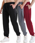 3 Pack Sweatpants for Men Athletic Gym Joggers with Zipper Pockets all