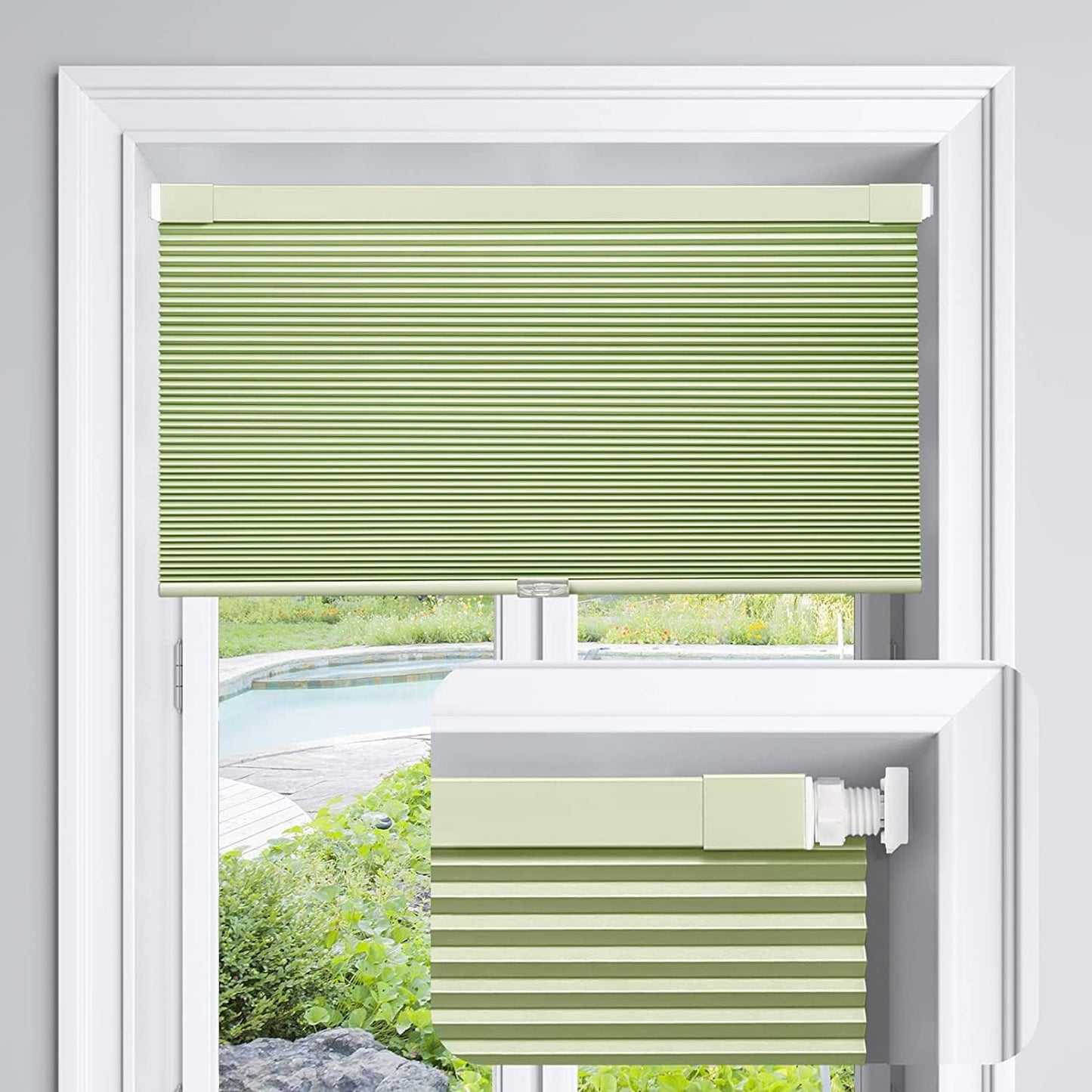 LazBlinds Cordless Cellular Shades for Windows, 32in x 64in Green