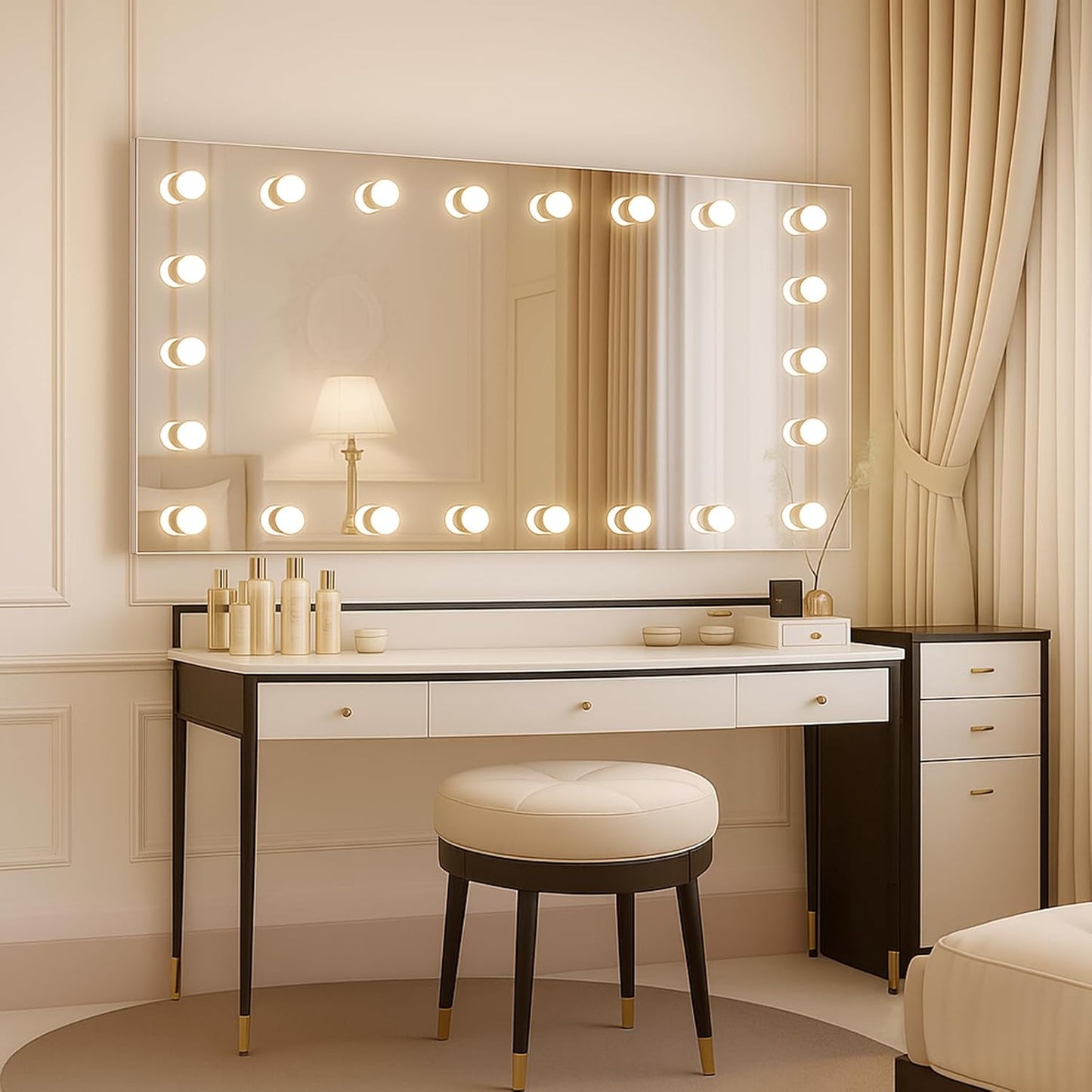 WTYY LED Bathroom Mirror with Lights - 55x36 in Hollywood Style