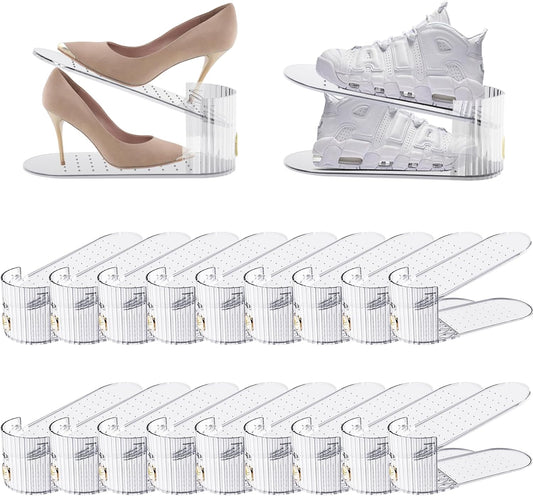 Clear Shoe Slot Organizer 20 Pack for Space Saving Storage
