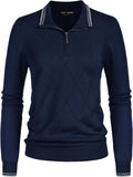 Pullover Sweaters for Women Half Zip Argyle Polo - Cozy Layering