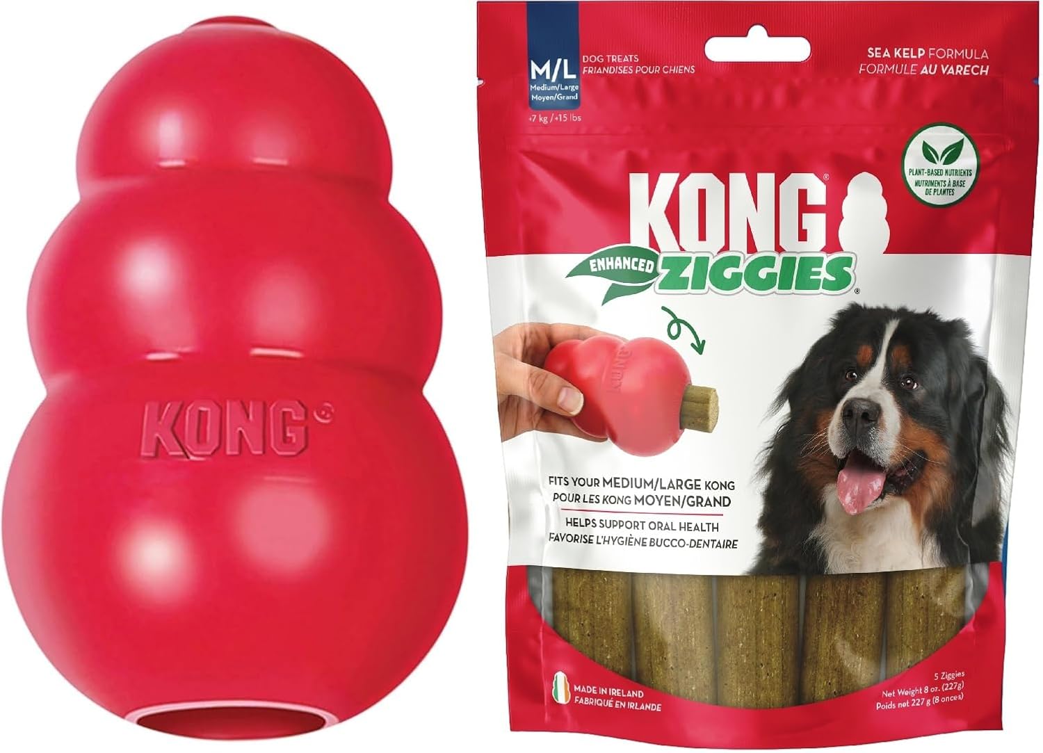 KONG Classic Toy & Ziggies Treats Combo for X-Large Dogs