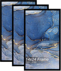 14x24 Poster Frame Set of 3 Black - Lightweight High Transparency