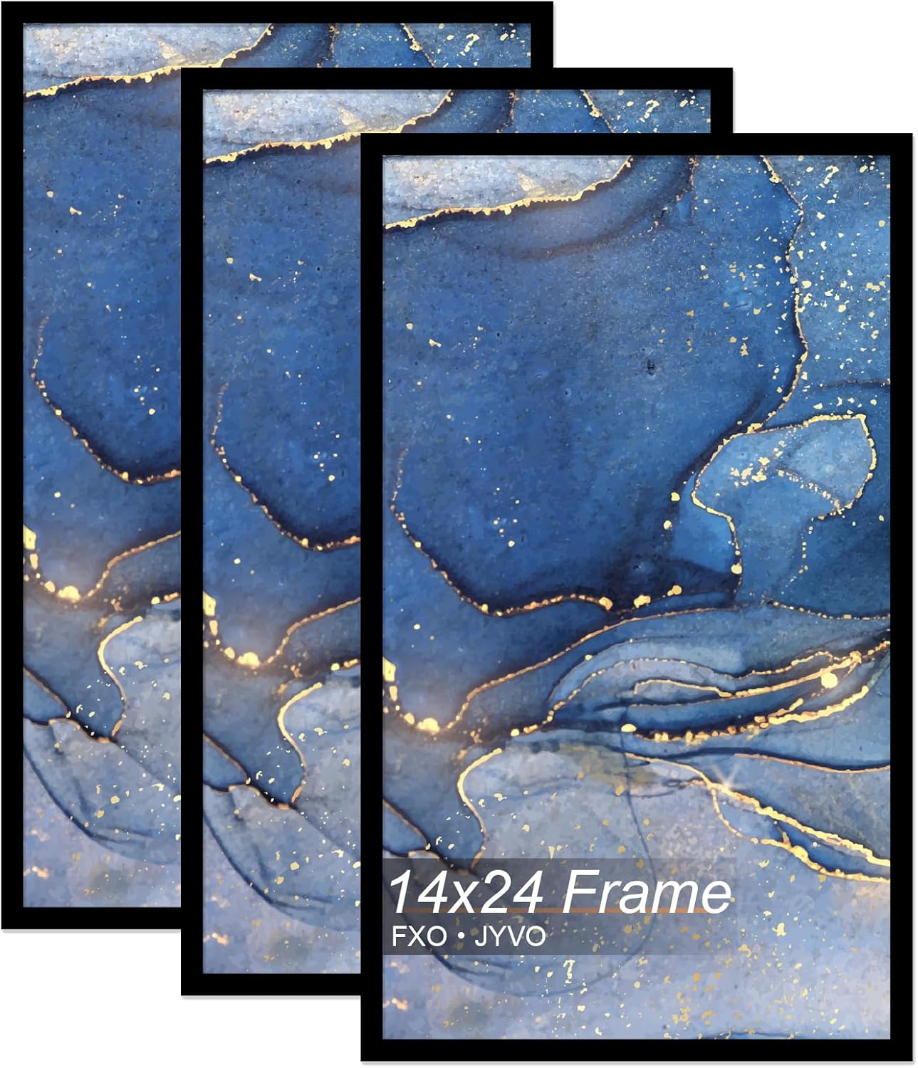 14x24 Poster Frame Set of 3 - Lightweight Black Frames