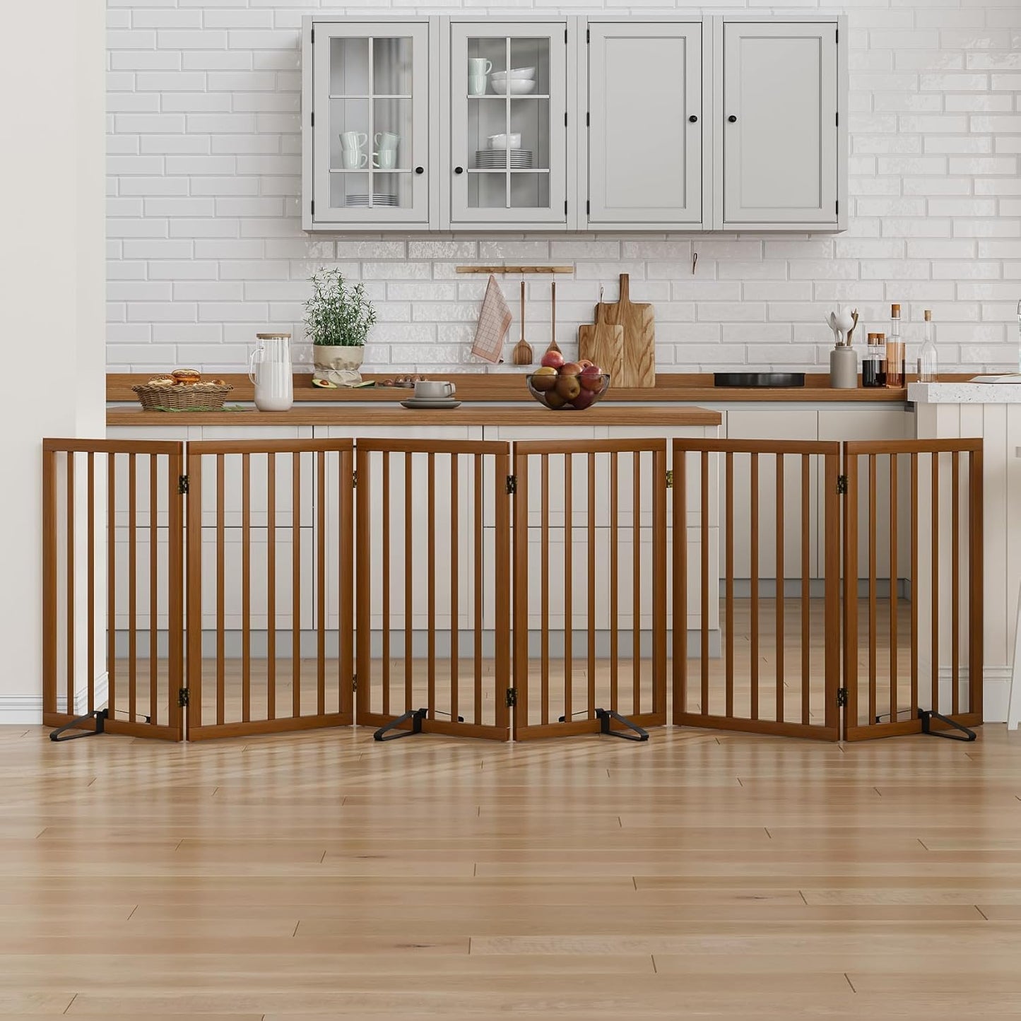 Freestanding Dog Gate 32 in Tall for Indoor Use and Safety