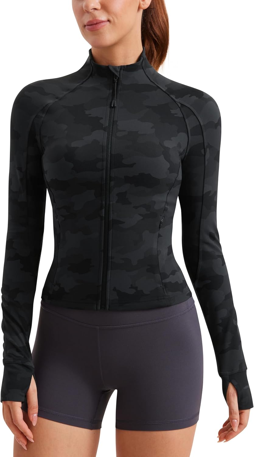 CRZ YOGA Butterluxe Womens Cropped Slim Fit Workout Jacket