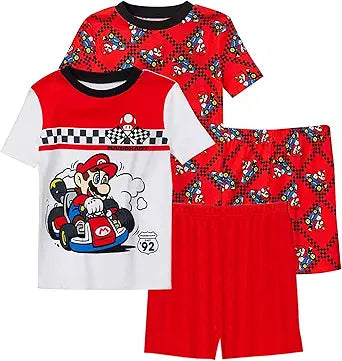 Super Mario Boys' Four Piece Pajama Set for Ultimate Comfort