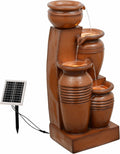 28.7 in 4-Tier Cascading Bowl Solar Water Fountain - Glazed Terracotta