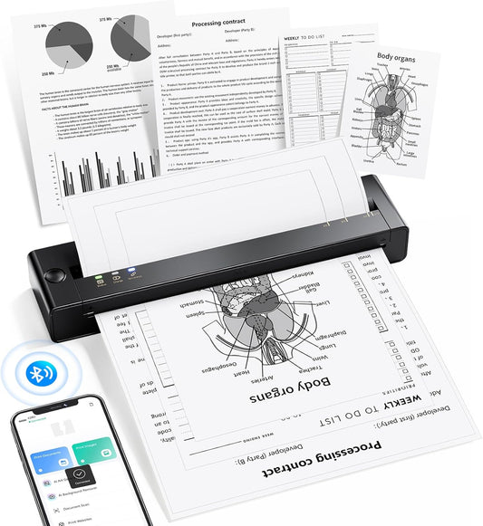 TATTMUSE Portable Printer Wireless for Travel - Inkless Thermal