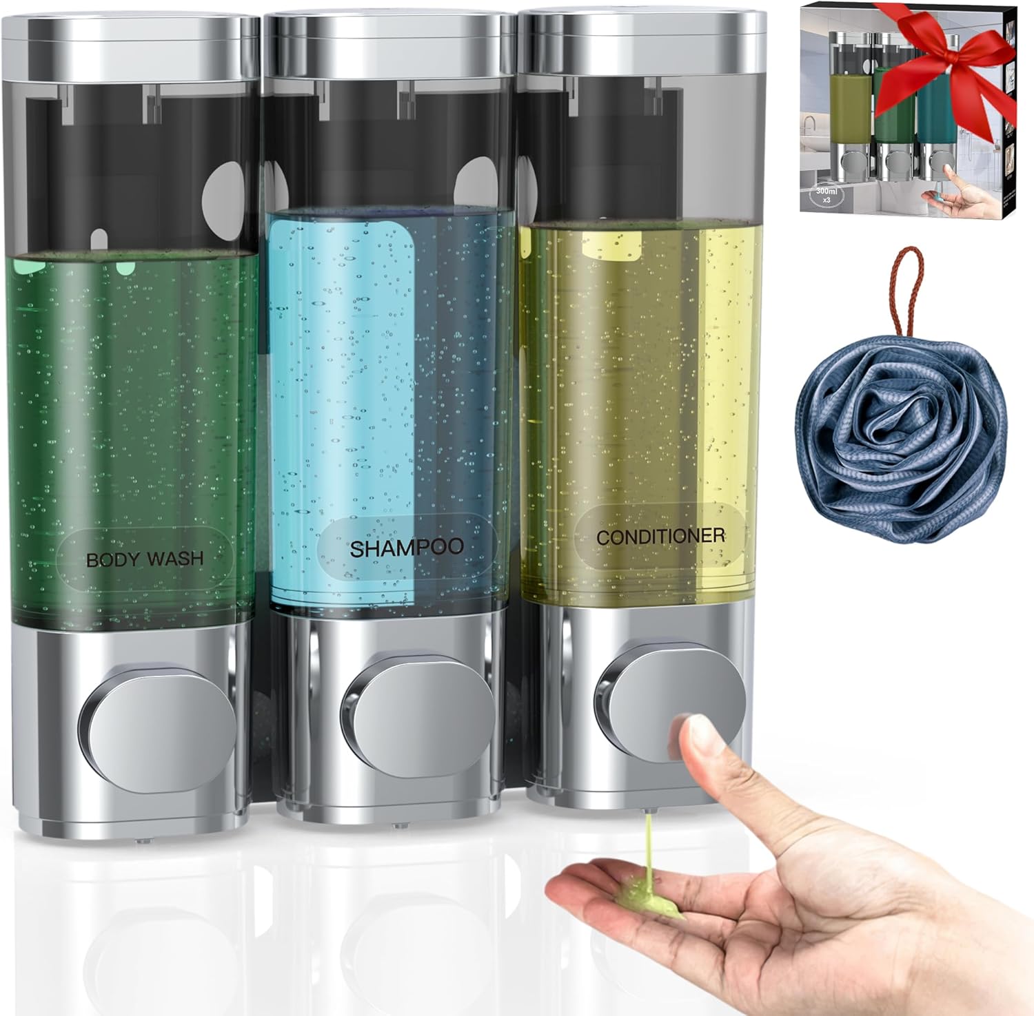 3-in-1 No Drill Shower Dispenser by Osgal