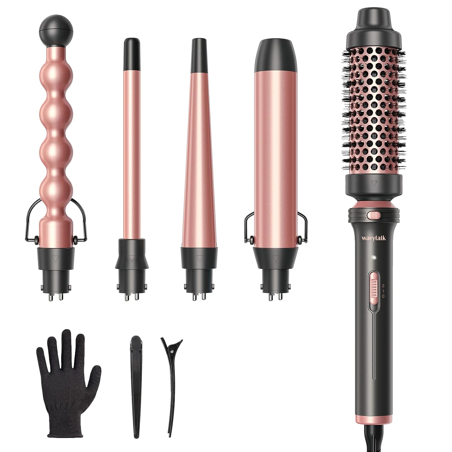 Wavytalk 5-in-1 Curling Iron Set - Instant Heat, 4 Wands
