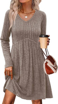 OFEEFAN Long Sleeve Sweater Dress - Flowy Baby Doll Tunic for Fall