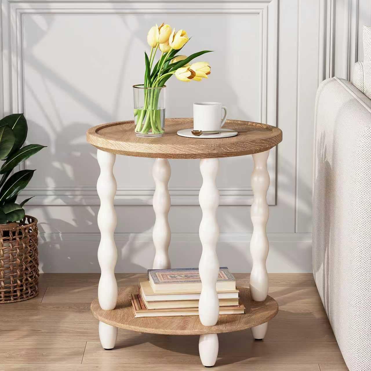 Round End Table with 2-Tier Storage for Cozy Living Spaces