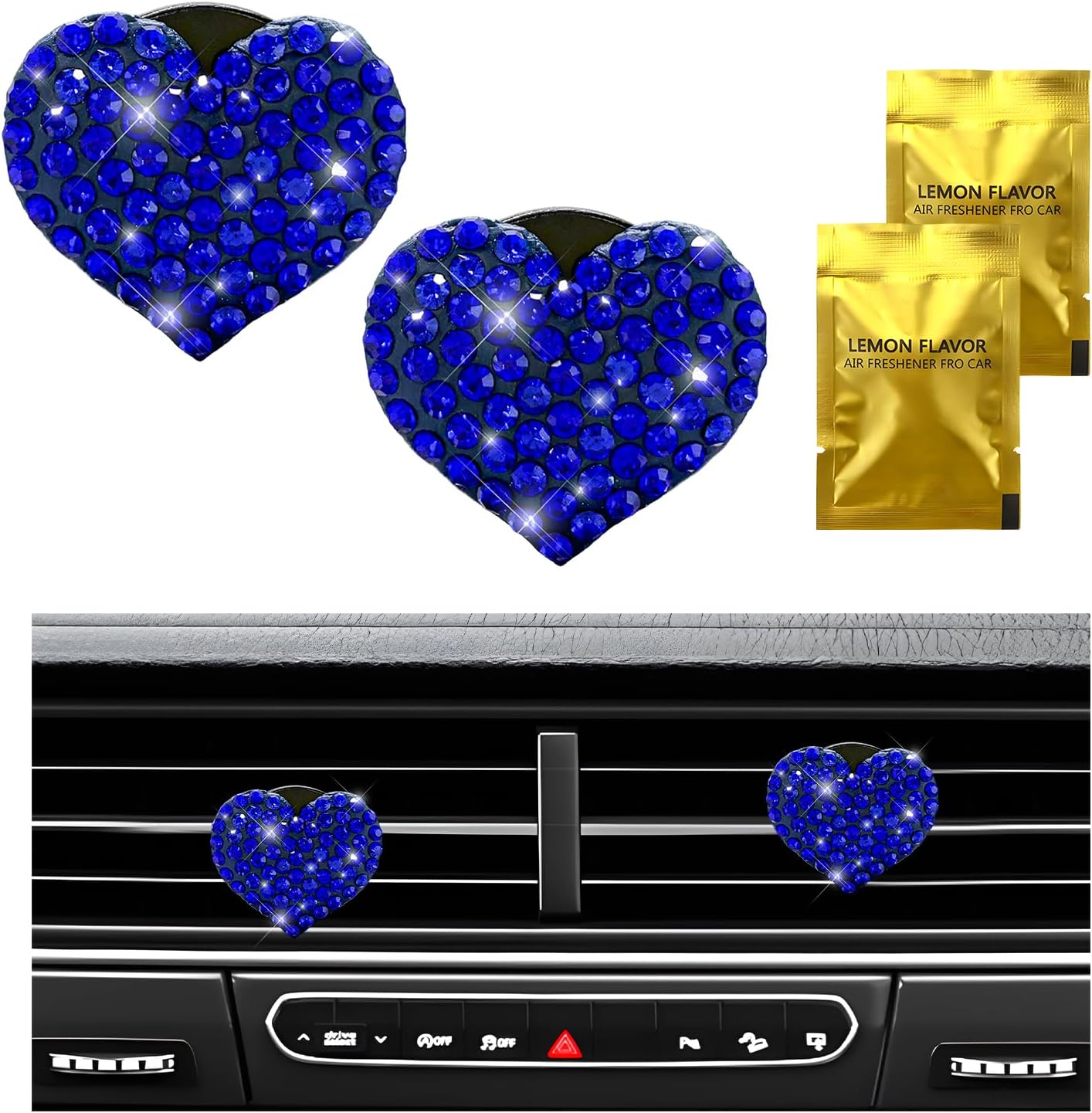 Crystal Heart Car Vent Clip - Sparkle Your Ride!