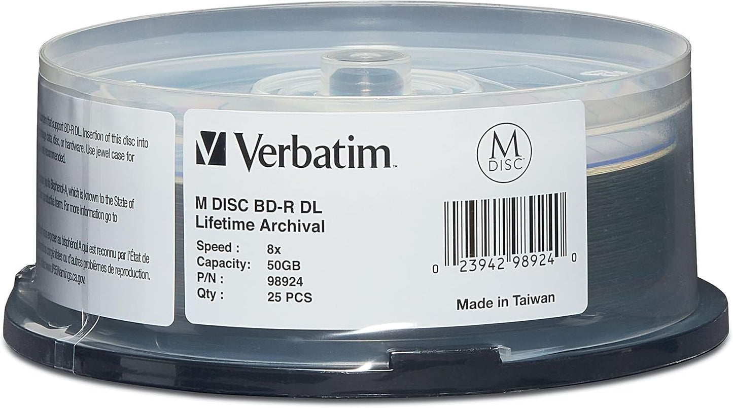 Verbatim M DISC BD-R DL 50GB 8X Blank Blu-Ray Media 25pk