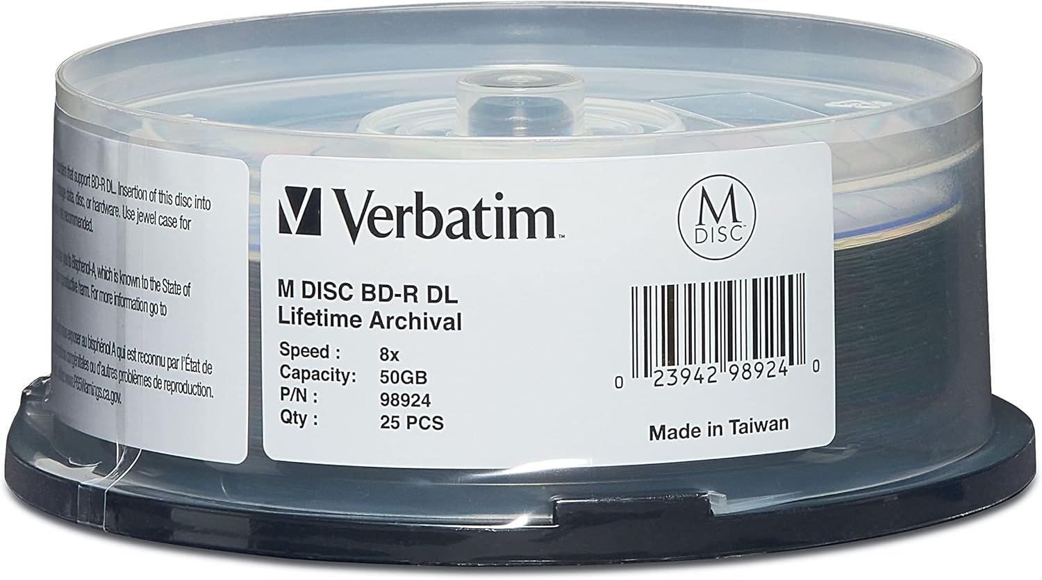 Verbatim M DISC BD-R DL 50GB 8X Blank Blu-Ray Media 25pk