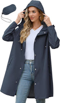 Long Packable Rain Jacket for Women - Waterproof Trench Raincoat