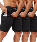 3 Pack Men's 2 In1 Gym Shorts with Compression Liner - 7in Active