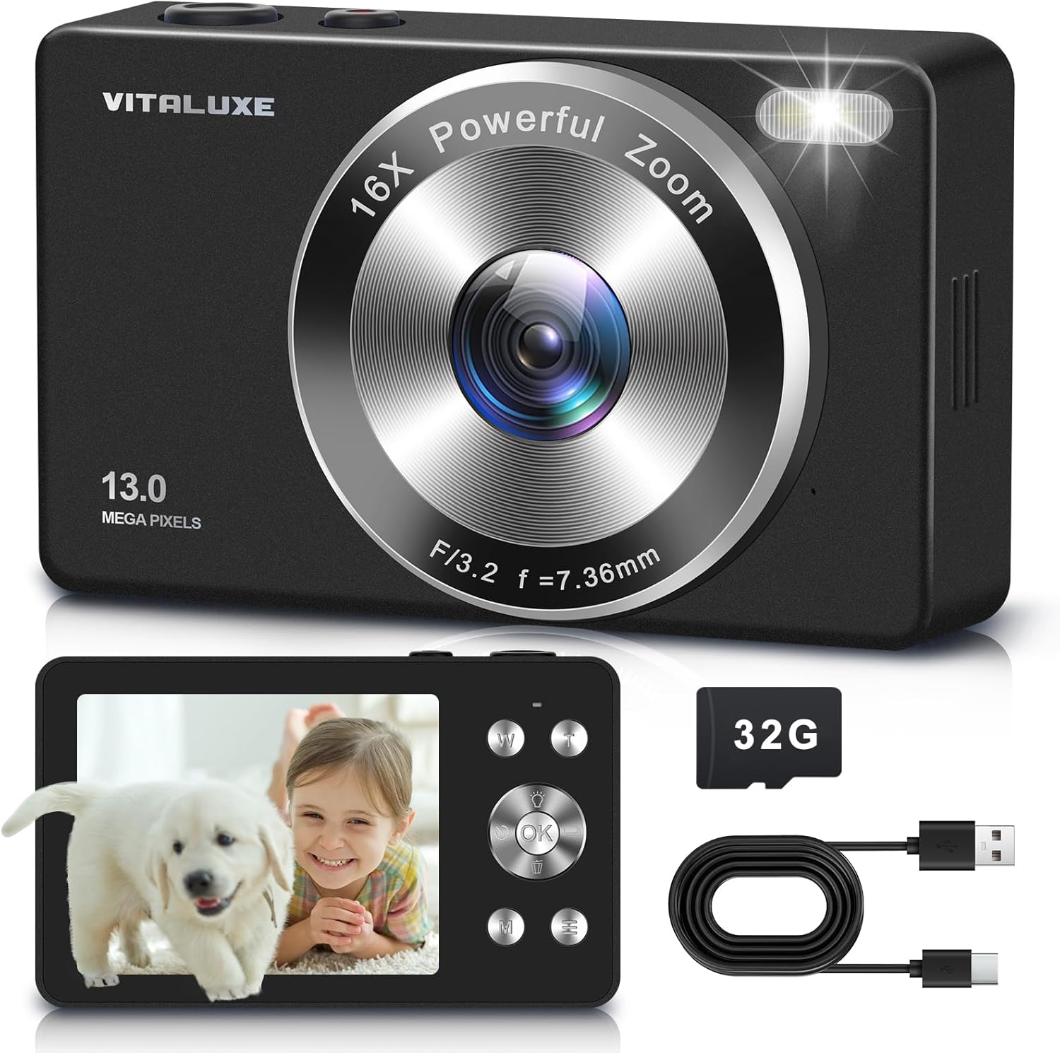 VITALUXE Kids 4K Camera: 13MP Autofocus Zoom