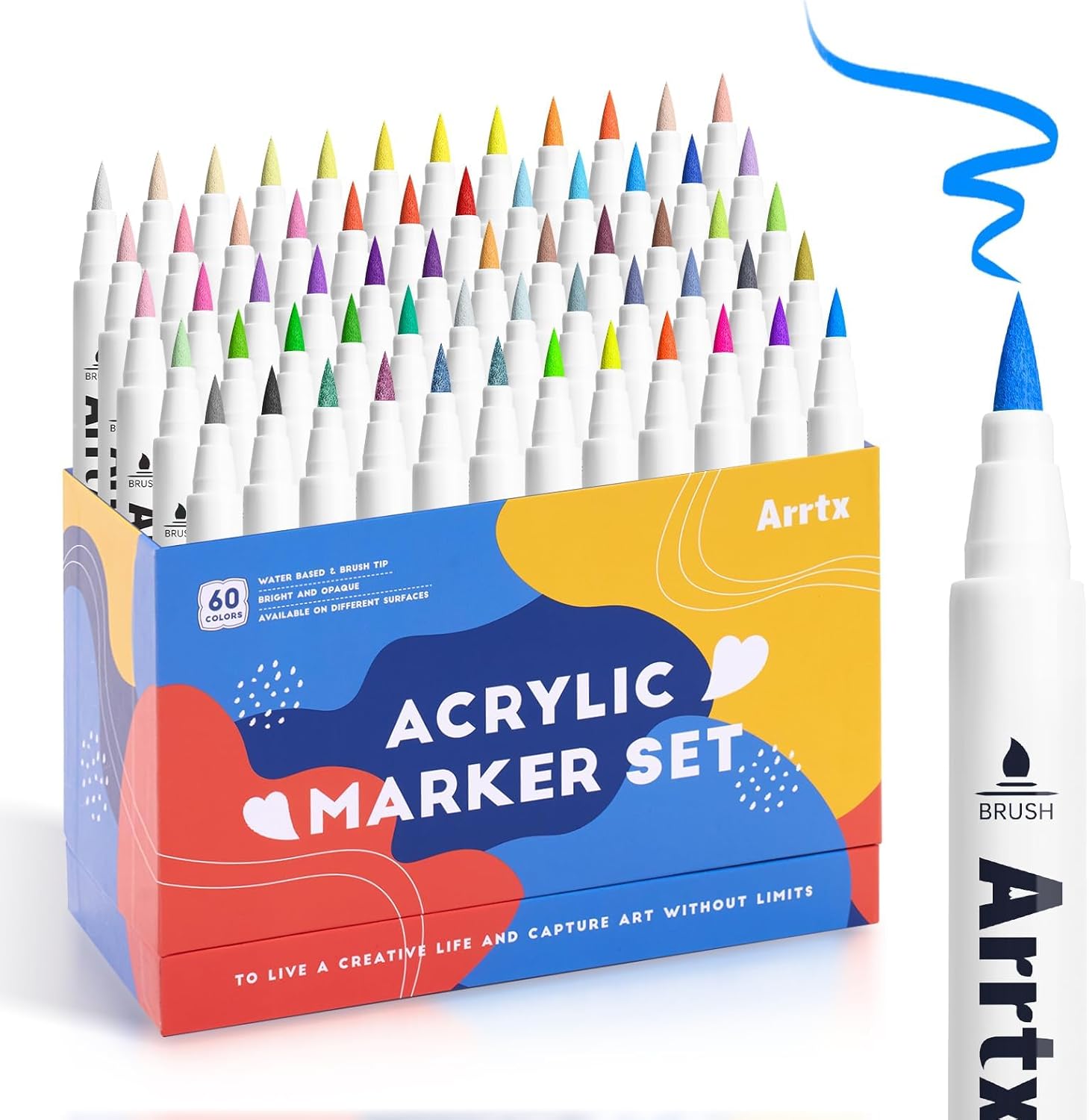Arrtx 60 Colors Acrylic Paint Pens for Creative DIY Projects