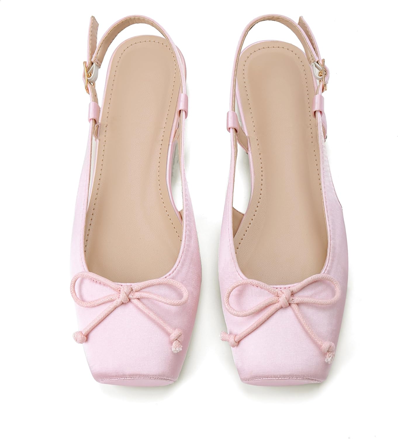 Women's Ballet Flats Slingbacks with Square Toe and Bow Design