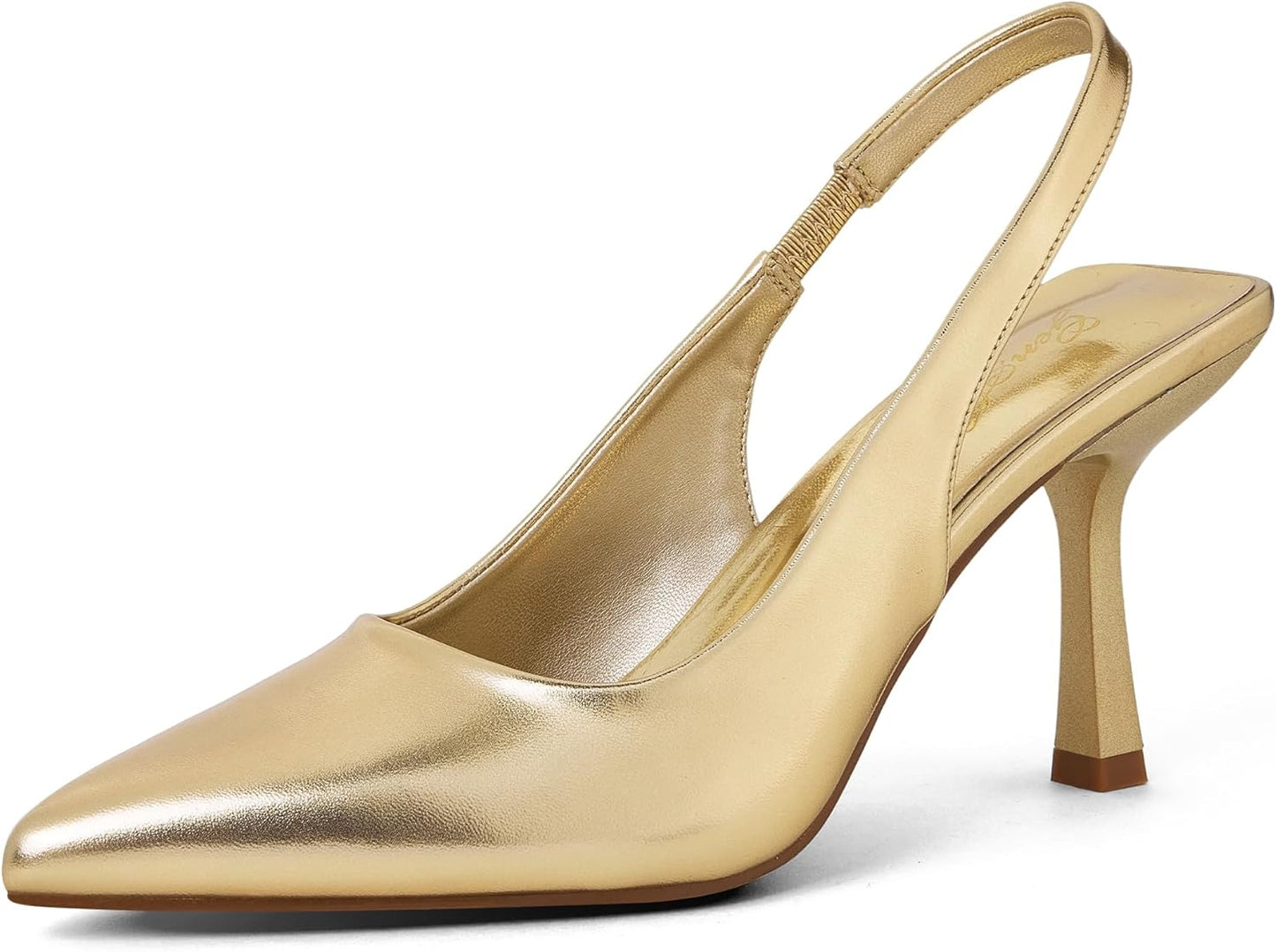 GENSHUO Women's Slingback Kitten Heel Stiletto Pumps for Elegance
