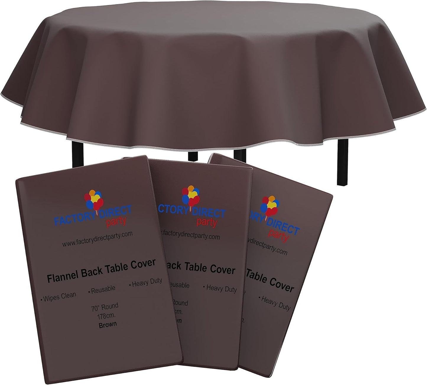 Exquisite Brown Vinyl Tablecloths - Durable Waterproof Set of 3