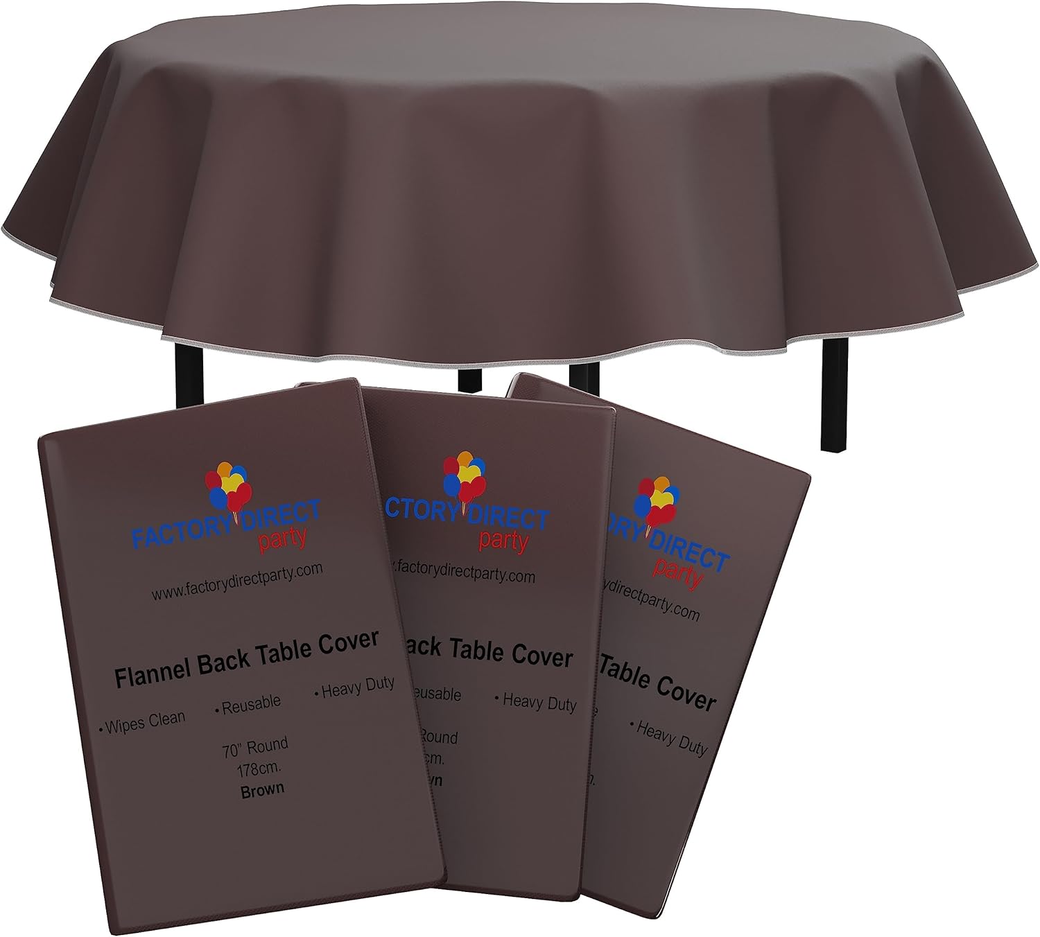 Exquisite Brown Vinyl Tablecloths - Durable Waterproof Set of 3