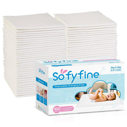 SOFYFINE 100 Count Disposable Changing Pads - Mess-Free Travel Essential!