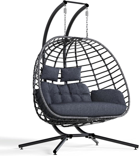 SWITTE Double Egg Swing Chair with Stand for Indoor and Outdoor