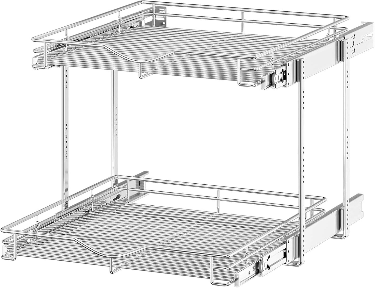 2 Tier Pull Out Cabinet Organizer for Kitchen and Bathroom Use