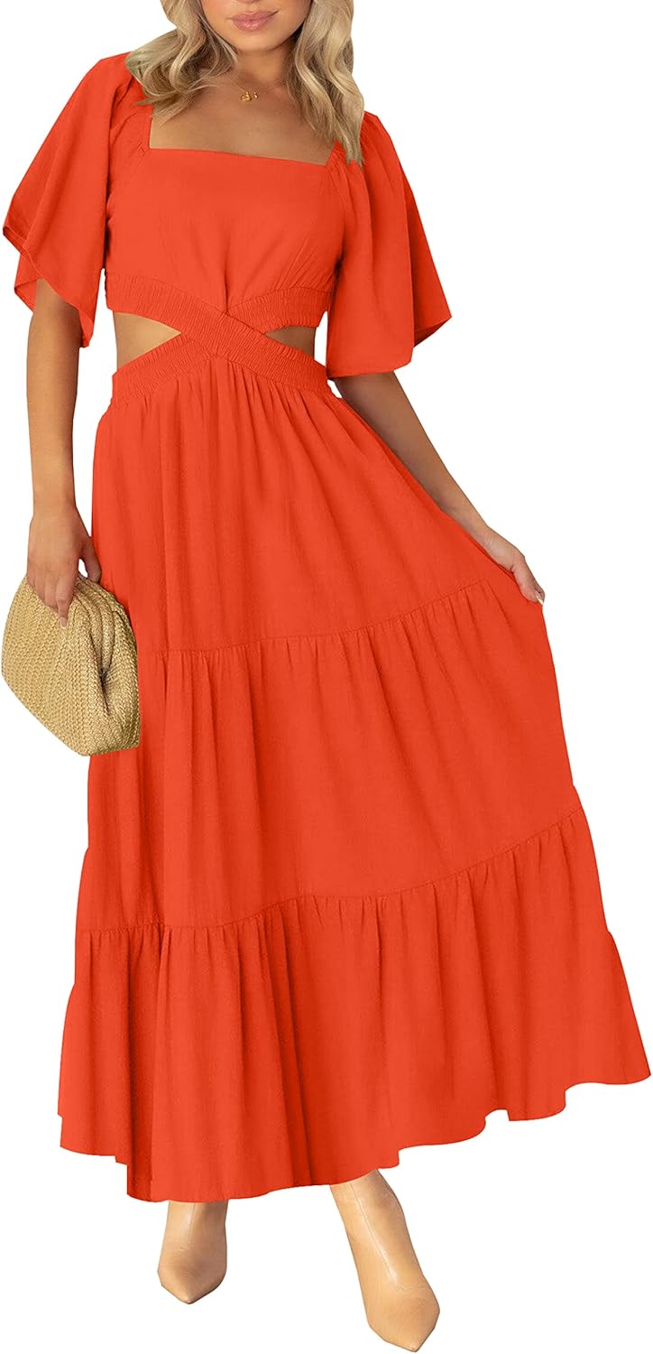 LEANI Women's Summer Cutout Maxi Dress for Casual Parties