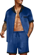 Satin Silk Men's Pajama Set with Pockets - Lightweight Summer