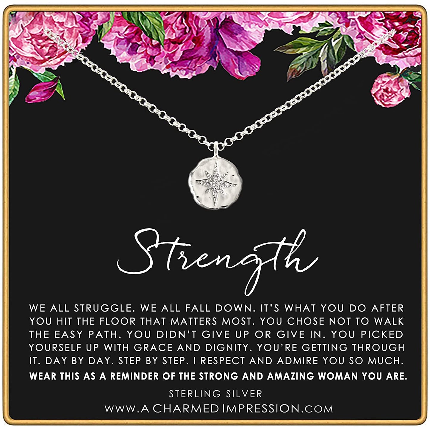 Strength Necklace for Addiction Recovery and Encouragement Gift