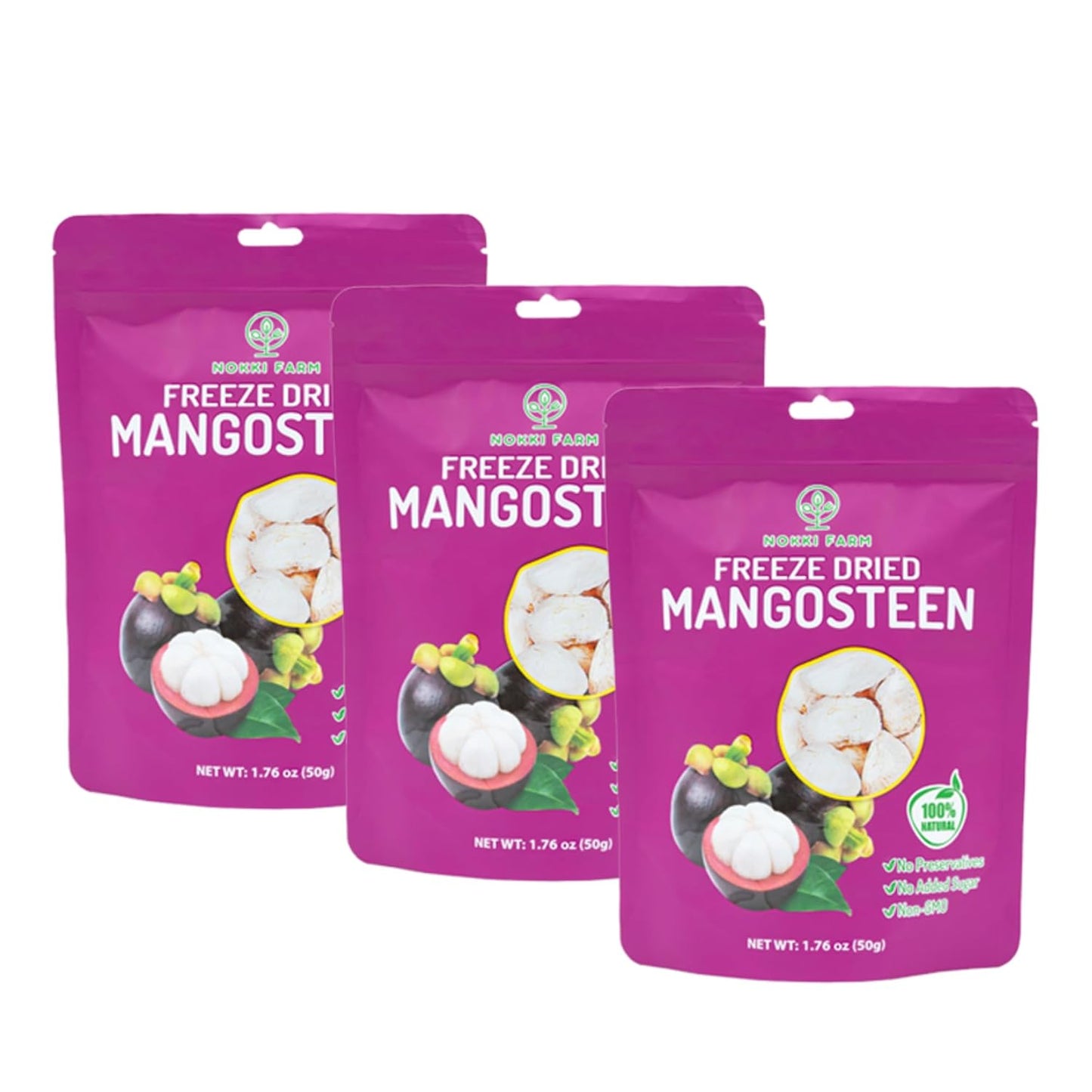 NOKKI FARM Freeze Dried Mangosteen - Exotic Tropical Fruit Snack