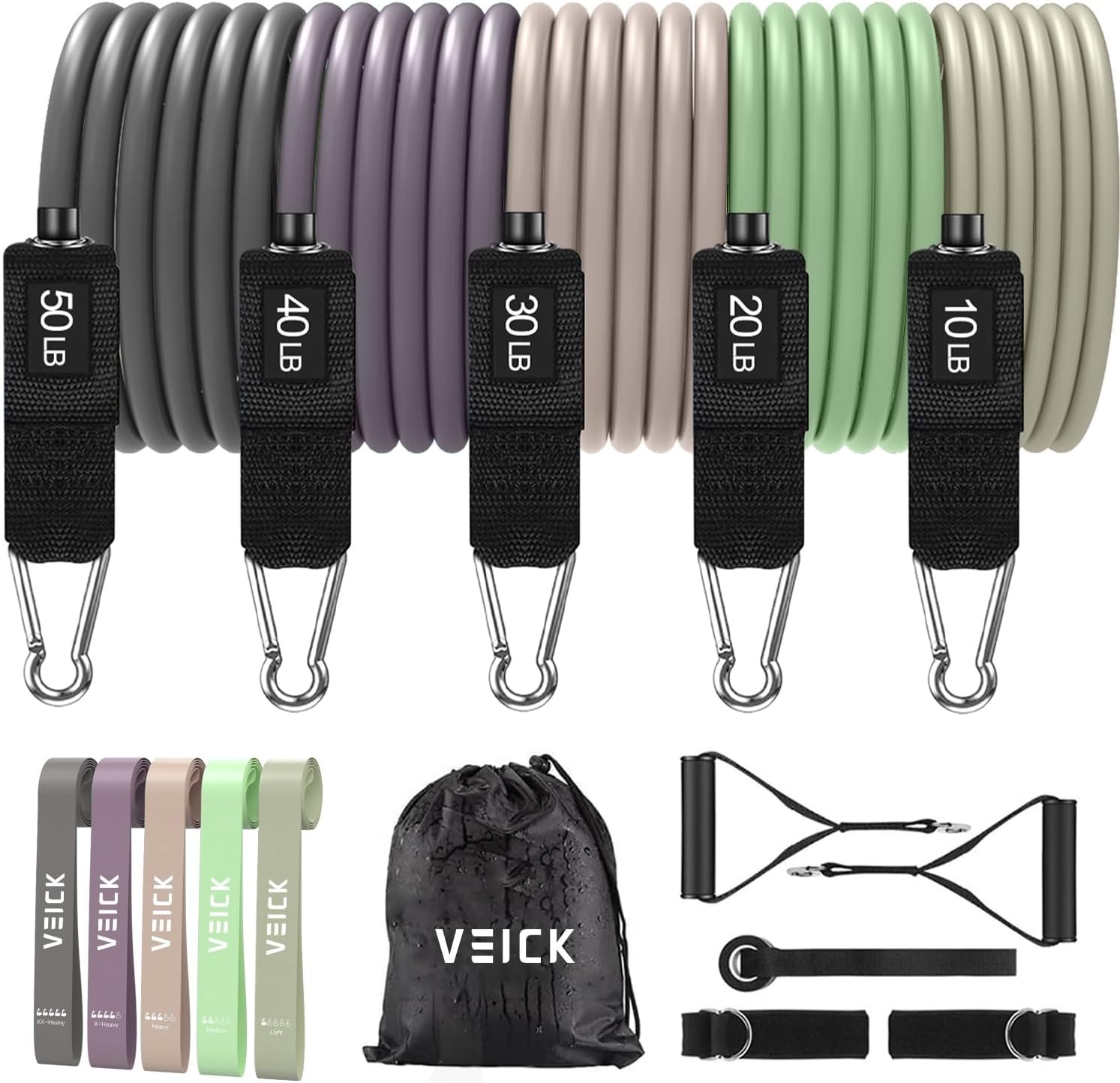 VEICK Resistance Bands for Home Workouts with Adjustable Levels